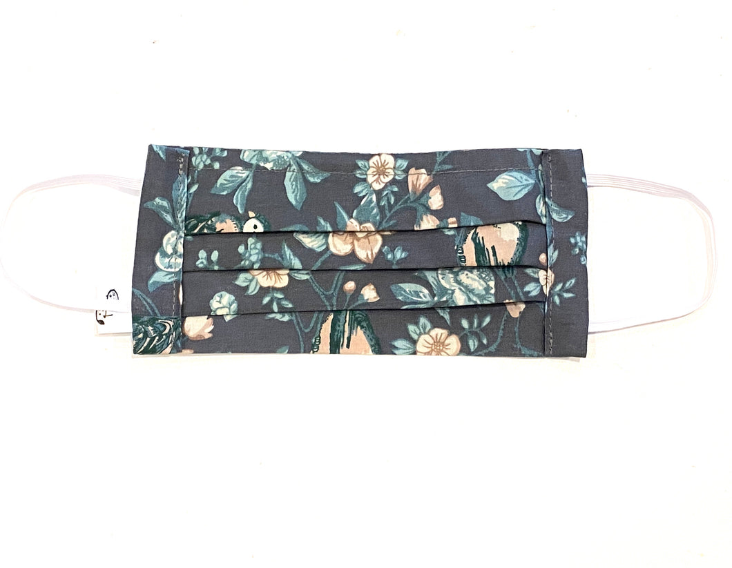 COTTON FACE MASK - GREY BOUQUET