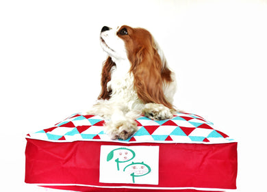 MODERN DESIGNER DOG BED - TEAL GEOMETRIC - Pet Pouch