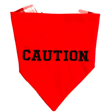 CAUTION RED - DOG BANDANA (OVER THE COLLAR) - Pet Pouch
