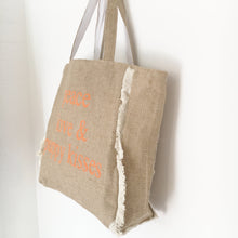 PEACE, LOVE & PUPPY KISSES - FRINGED HESSIAN TOTE BAG - Pet Pouch