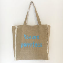 YOU ARE PURRRFECT - FRINGED HESSIAN TOTE BAG - Pet Pouch
