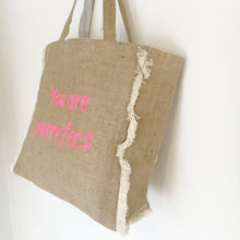 YOU ARE PURRRFECT - FRINGED HESSIAN TOTE BAG - Pet Pouch