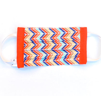 COTTON FACE MASK - ORANGE ZIGZAG - Pet Pouch