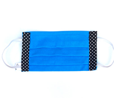 COTTON FACE MASK - AZURE BLUE WITH SPOTS - Pet Pouch