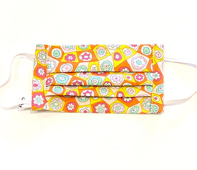 COTTON FACE MASK - ORANGE FLORAL