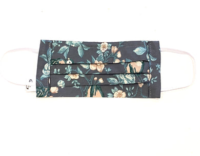 COTTON FACE MASK - GREY BOUQUET